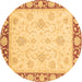 Round Oriental Brown Traditional Rug, abs3777brn