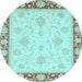 Round Oriental Light Blue Traditional Rug, abs3777lblu