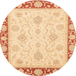 Round Abstract Mustard Yellow Oriental Rug, abs3777