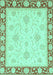 Machine Washable Oriental Turquoise Traditional Area Rugs, wshabs3777turq