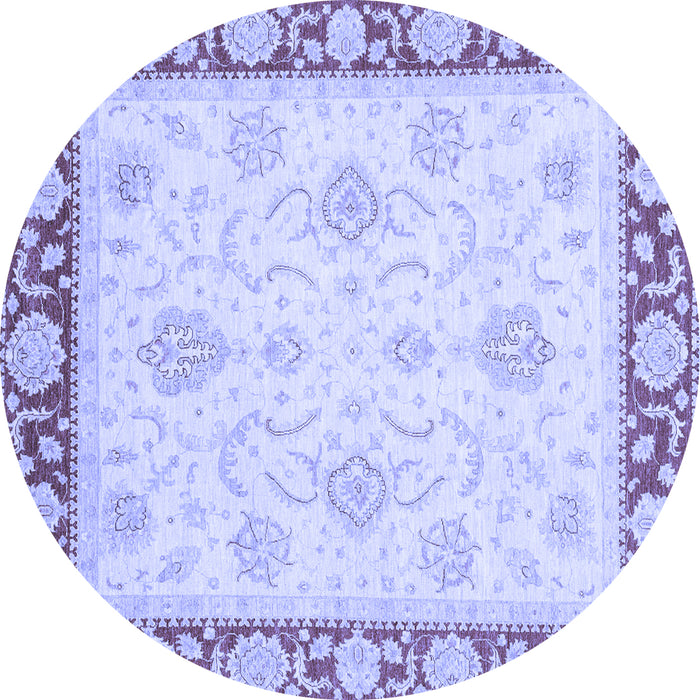Round Machine Washable Oriental Blue Traditional Rug, wshabs3777blu