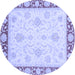 Round Machine Washable Oriental Blue Traditional Rug, wshabs3777blu