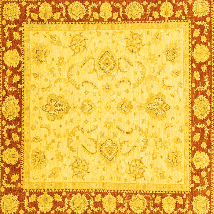 Square Oriental Yellow Traditional Rug, abs3777yw