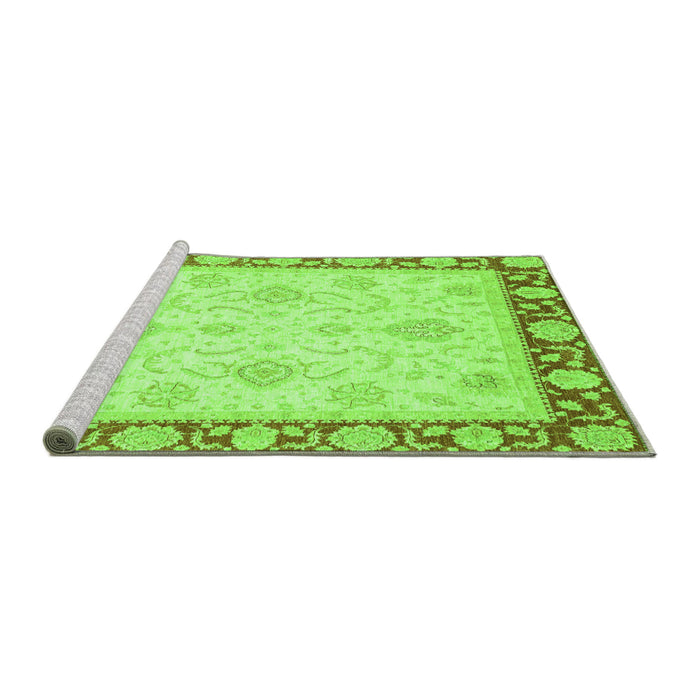 Sideview of Machine Washable Oriental Green Traditional Area Rugs, wshabs3777grn