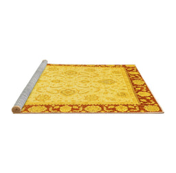 Sideview of Machine Washable Oriental Yellow Traditional Rug, wshabs3777yw