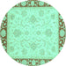 Round Oriental Turquoise Traditional Rug, abs3777turq