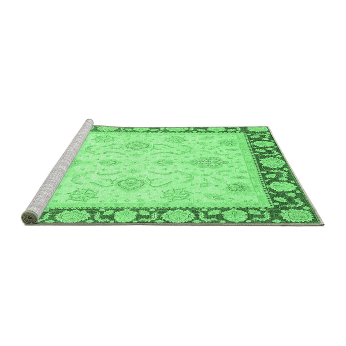 Sideview of Machine Washable Oriental Emerald Green Traditional Area Rugs, wshabs3777emgrn