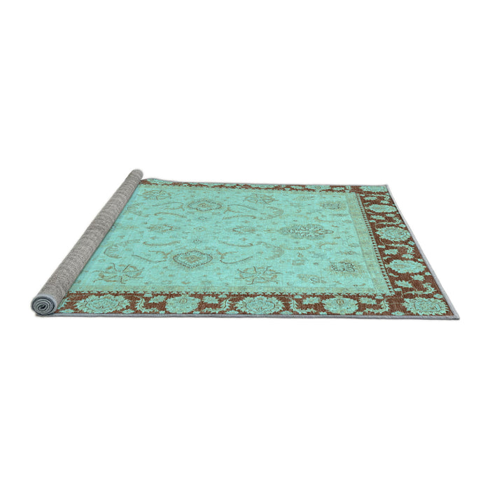 Sideview of Machine Washable Oriental Light Blue Traditional Rug, wshabs3777lblu