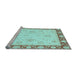 Sideview of Machine Washable Oriental Light Blue Traditional Rug, wshabs3777lblu