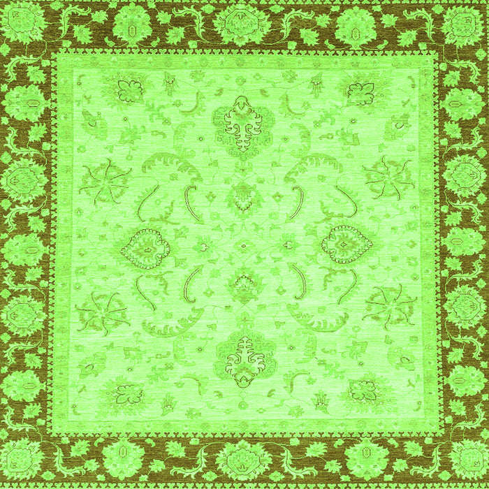 Square Oriental Green Traditional Rug, abs3777grn