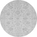 Round Machine Washable Oriental Gray Traditional Rug, wshabs3778gry