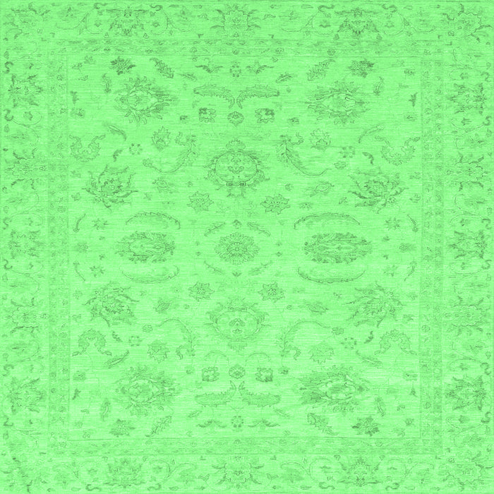Square Machine Washable Oriental Emerald Green Traditional Area Rugs, wshabs3778emgrn