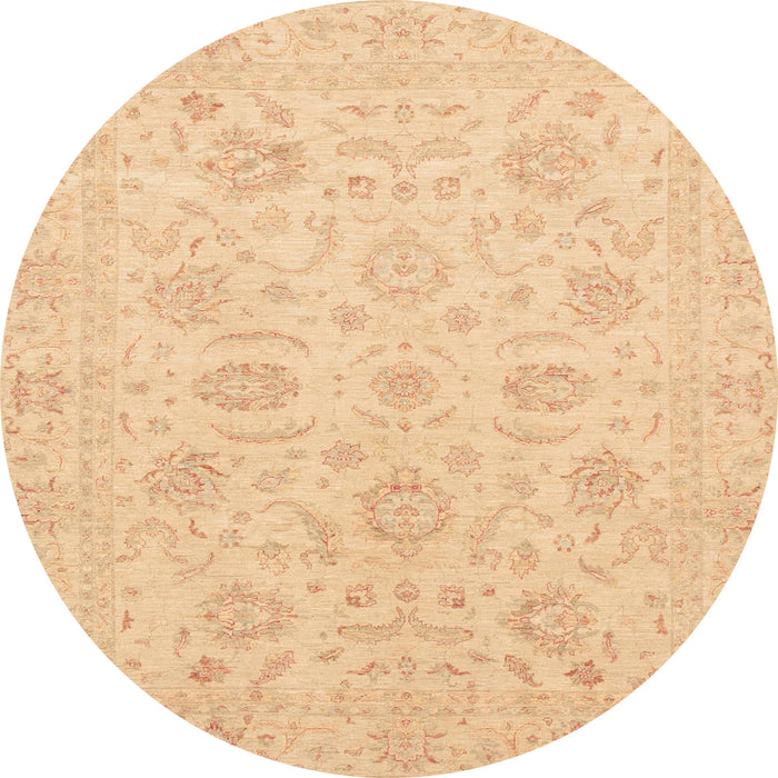 Round Machine Washable Abstract Yellow Rug, wshabs3778