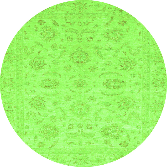 Round Oriental Green Traditional Rug, abs3778grn