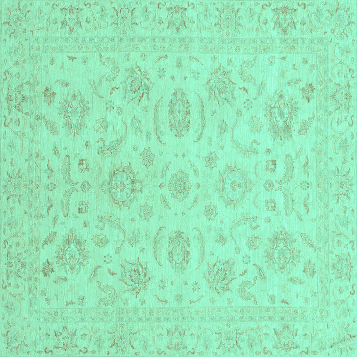 Square Oriental Turquoise Traditional Rug, abs3778turq