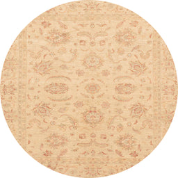 Round Abstract Yellow Oriental Rug, abs3778