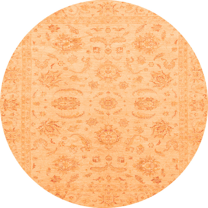 Round Oriental Orange Traditional Rug, abs3778org