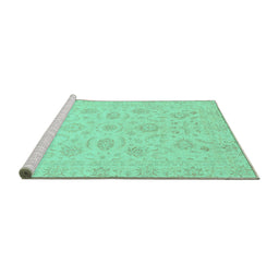 Sideview of Machine Washable Oriental Turquoise Traditional Area Rugs, wshabs3778turq