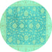 Round Oriental Turquoise Traditional Rug, abs3779turq