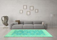 Machine Washable Oriental Turquoise Traditional Rug, wshabs3779turq