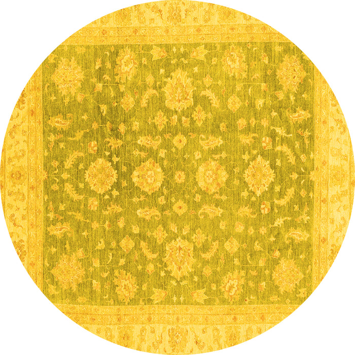 Round Oriental Yellow Traditional Rug, abs3779yw