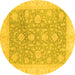 Round Oriental Yellow Traditional Rug, abs3779yw