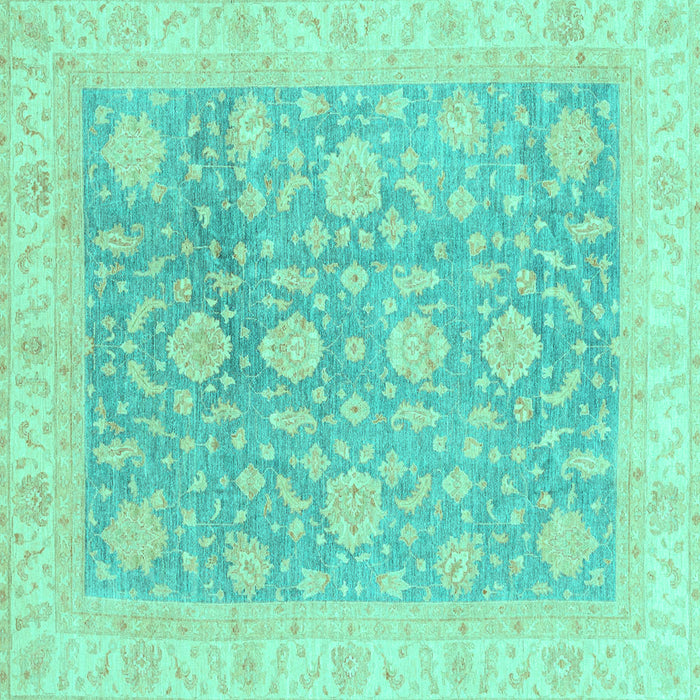 Square Oriental Turquoise Traditional Rug, abs3779turq