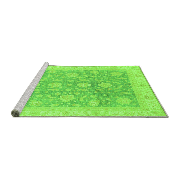 Sideview of Machine Washable Oriental Green Traditional Area Rugs, wshabs3779grn