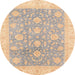 Round Abstract Camel Brown Oriental Rug, abs3779