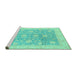 Sideview of Machine Washable Oriental Turquoise Traditional Area Rugs, wshabs3779turq