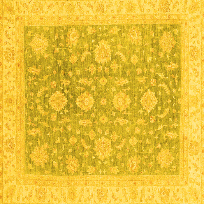 Square Machine Washable Oriental Yellow Traditional Rug, wshabs3779yw