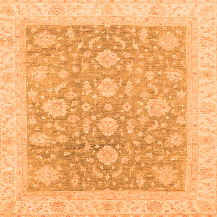 Square Machine Washable Oriental Orange Traditional Area Rugs, wshabs3779org