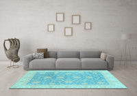 Machine Washable Oriental Light Blue Traditional Rug, wshabs3779lblu