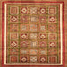 Square Machine Washable Oriental Orange Modern Area Rugs, wshabs377org