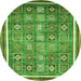 Round Machine Washable Oriental Green Modern Area Rugs, wshabs377grn