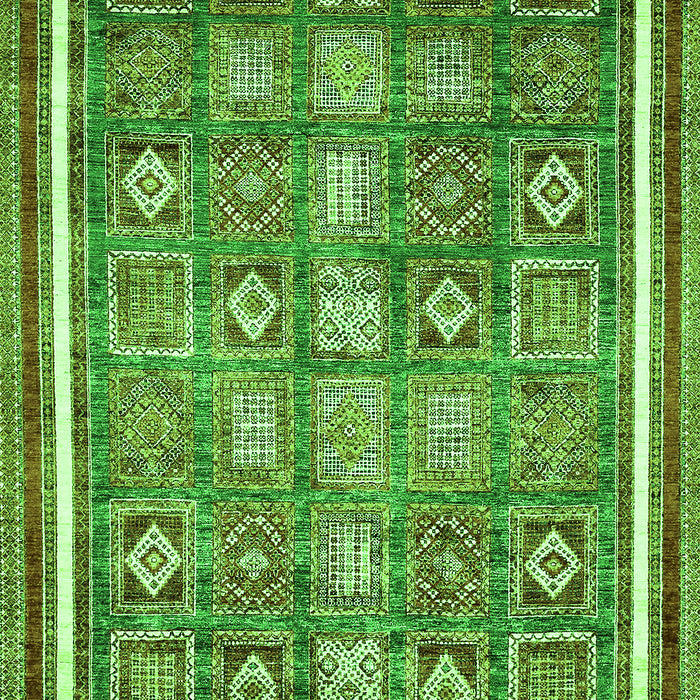 Machine Washable Oriental Green Modern Area Rugs, wshabs377grn