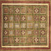 Square Machine Washable Oriental Brown Modern Rug, wshabs377brn