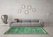 Machine Washable Oriental Turquoise Modern Area Rugs in a Living Room,, wshabs377turq