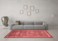 Machine Washable Oriental Red Modern Rug, wshabs377red