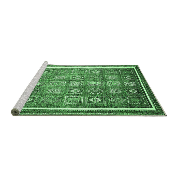 Sideview of Machine Washable Oriental Emerald Green Modern Area Rugs, wshabs377emgrn