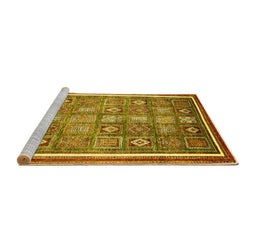 Sideview of Machine Washable Oriental Yellow Modern Rug, wshabs377yw