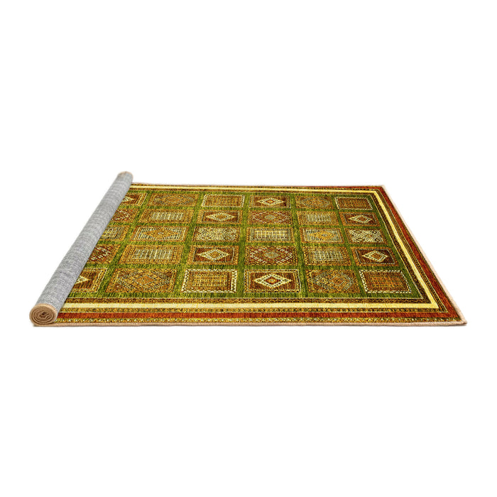 Sideview of Machine Washable Oriental Yellow Modern Rug, wshabs377yw