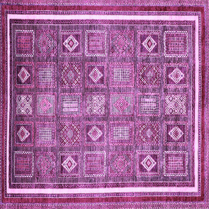 Square Machine Washable Oriental Purple Modern Area Rugs, wshabs377pur