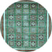 Round Oriental Light Blue Modern Rug, abs377lblu