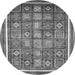 Round Machine Washable Oriental Gray Modern Rug, wshabs377gry