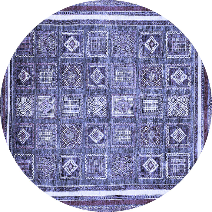 Round Machine Washable Oriental Blue Modern Rug, wshabs377blu