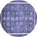 Round Machine Washable Oriental Blue Modern Rug, wshabs377blu