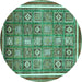 Round Oriental Turquoise Modern Rug, abs377turq