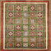 Square Abstract Saffron Red Oriental Rug, abs377