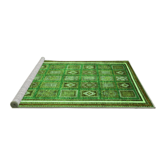 Sideview of Machine Washable Oriental Green Modern Area Rugs, wshabs377grn